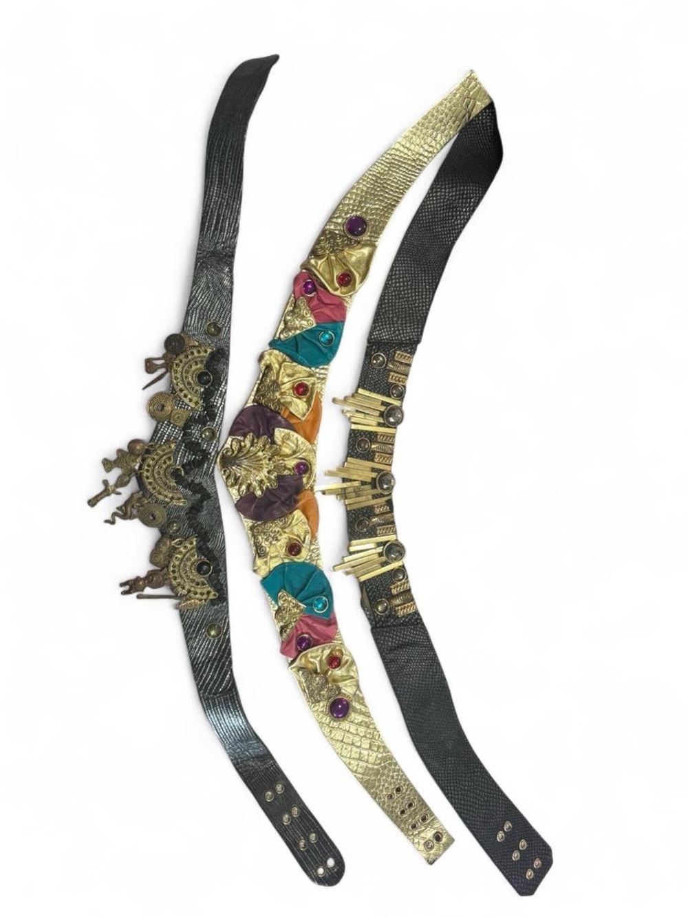 Leatherock Nina Arjani jewel leather warrior belt lot 1 Gypsy bohemian hippie 70